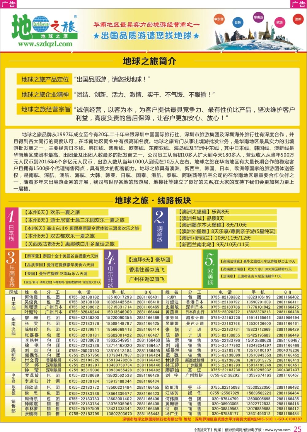 r彩025  深圳市地球之旅国际旅行社有限公司
