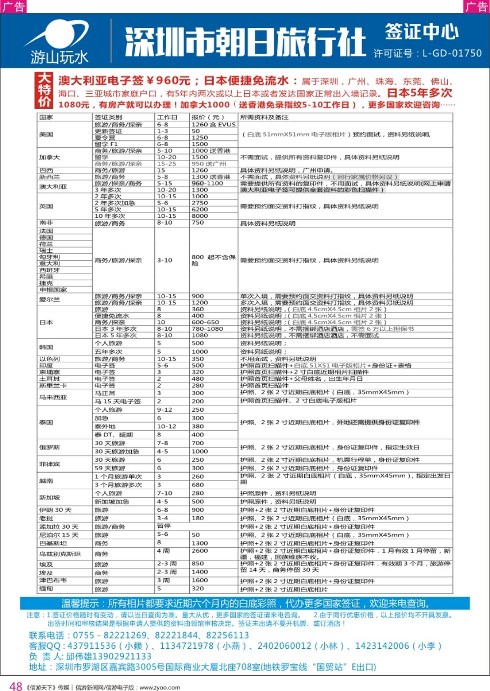 r彩048  深圳朝日旅行社签证中心