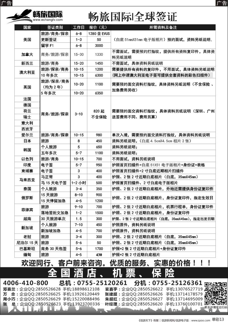 b单彩013  畅旅国际-全球签证