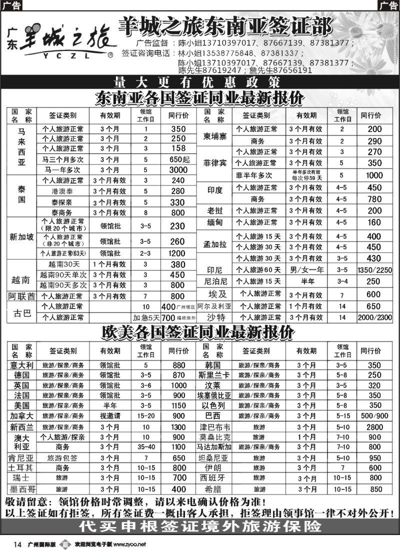 b014 羊城之旅东南亚签证部
