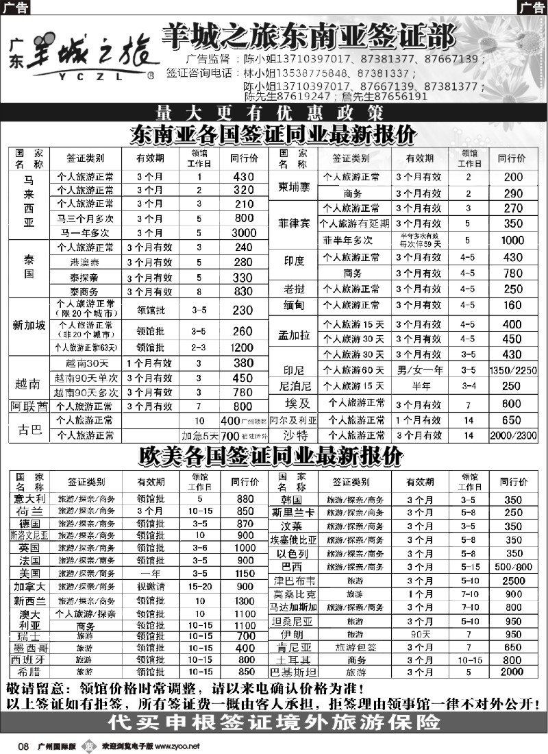 b008 羊城之旅东南亚签证部