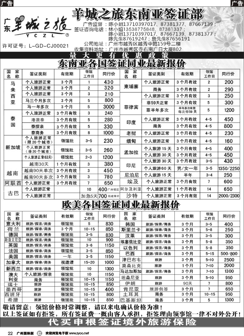 r022 羊城之旅东南亚签证部