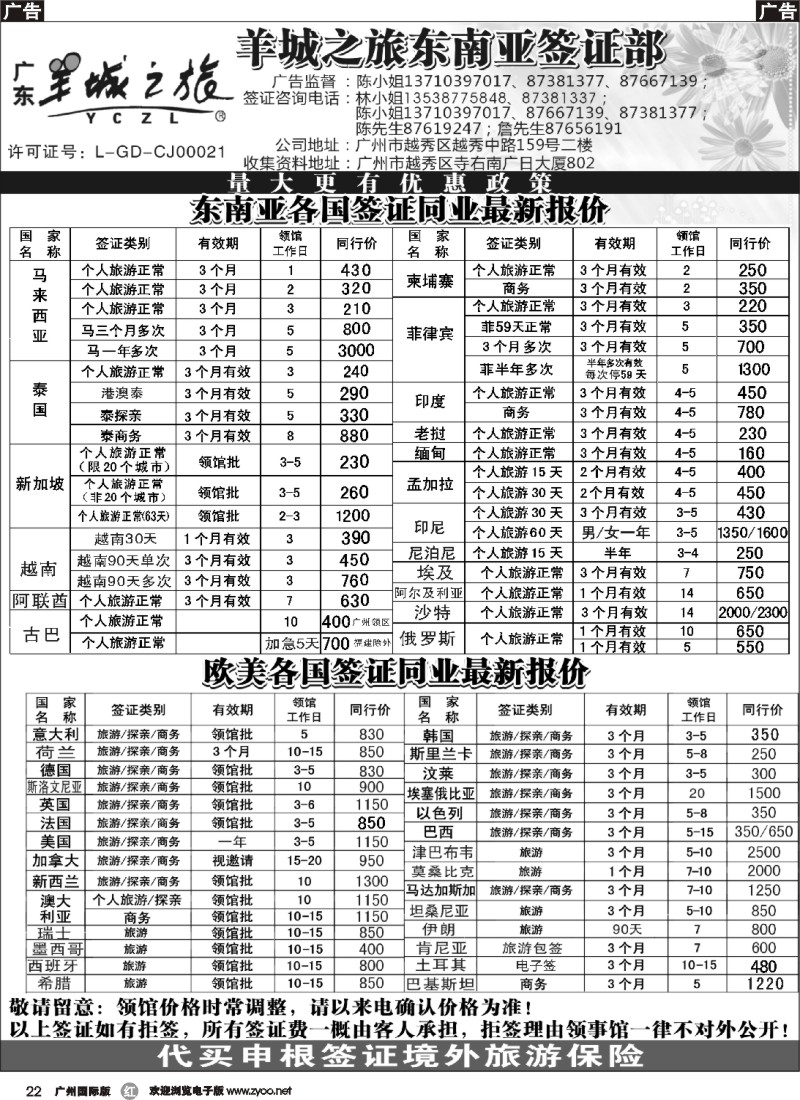 r022 羊城之旅东南亚签证部