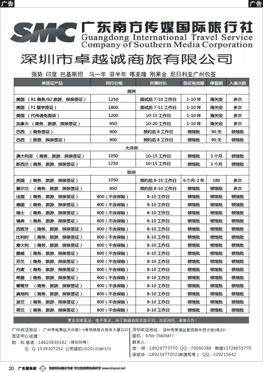 b020 广东南方传媒国际旅行社深圳同行签证