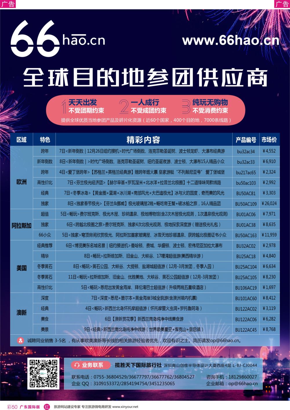 彩r050 全球目的地参团供应商 66hao-欧美极光、跨年，澳新专场