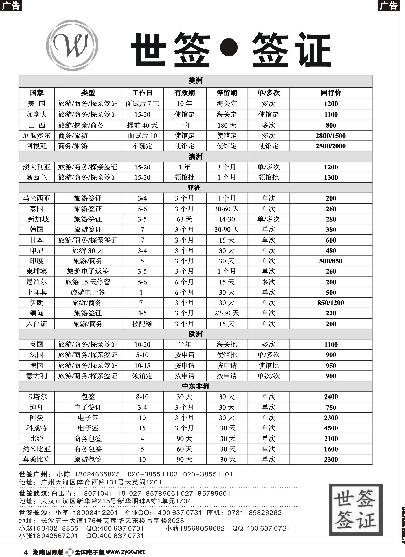 B004  专业签证-世签签证