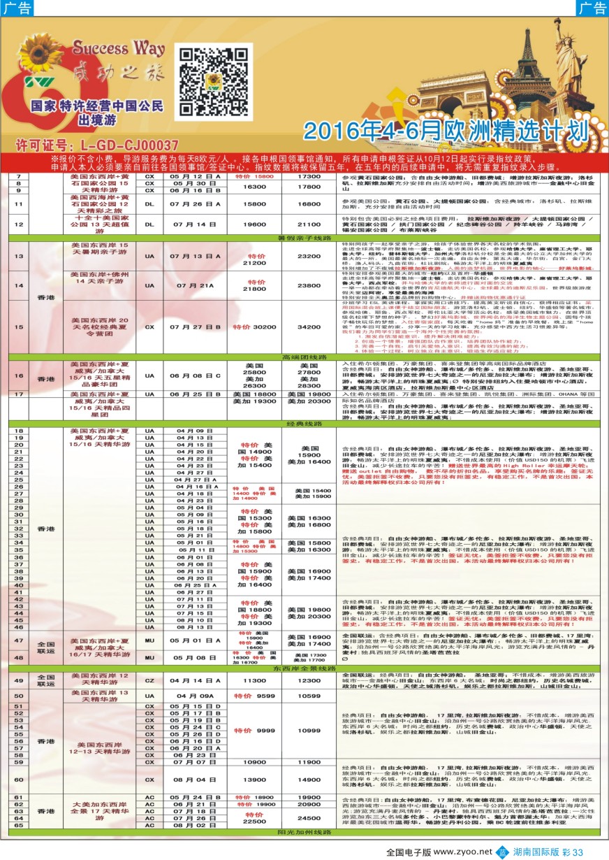 BC033 广州成功之旅－－欧洲、美洲、南美计划