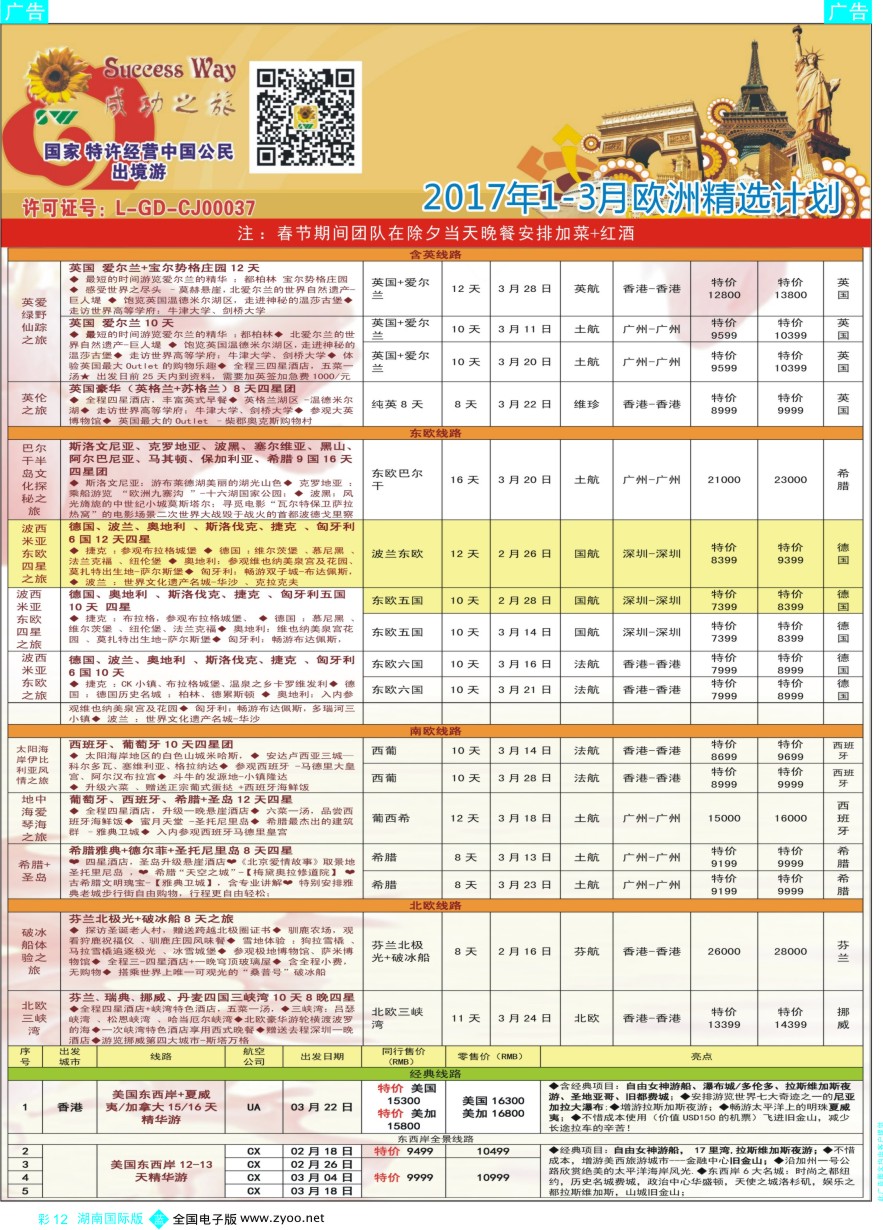 BC012 广州成功之旅－－欧洲、美洲、南美计划