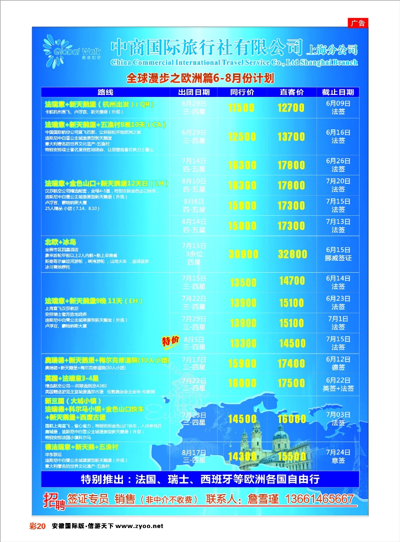 20 全球漫步之欧洲篇6-8月计划 欧洲线路
