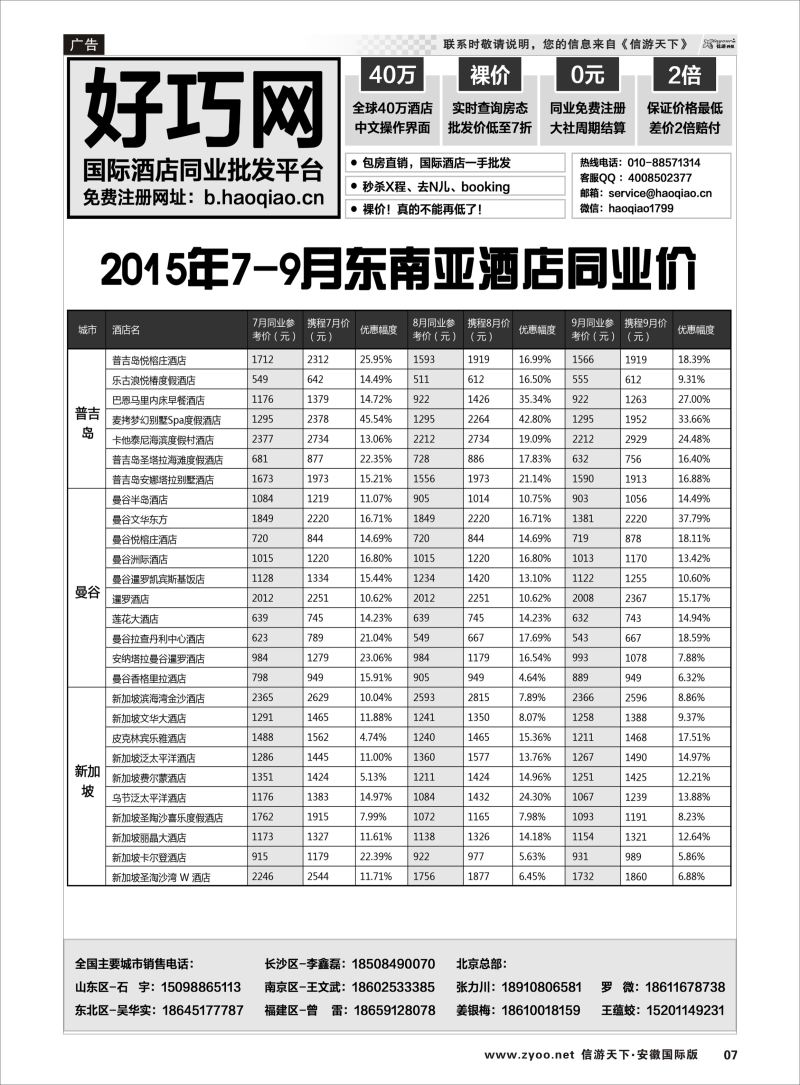 07 好巧网-国际酒店同业批发平台 酒店订房专线 