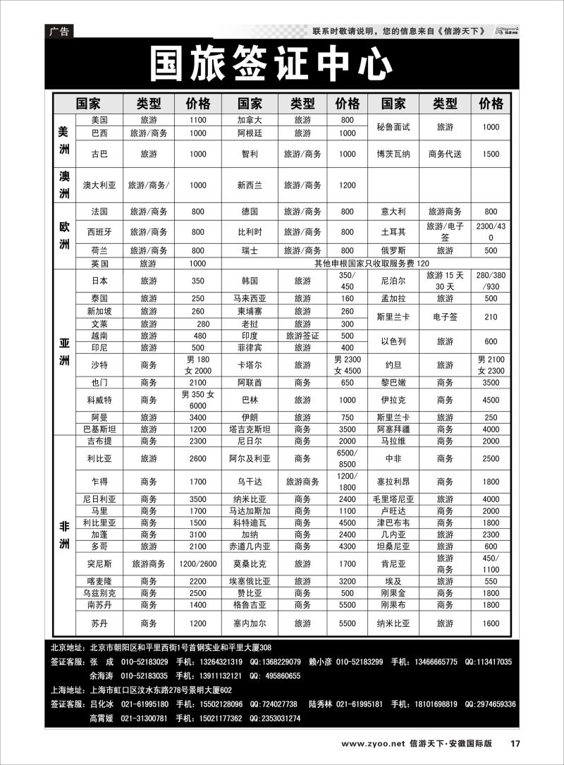 P17 国旅签证中心 签证专线 