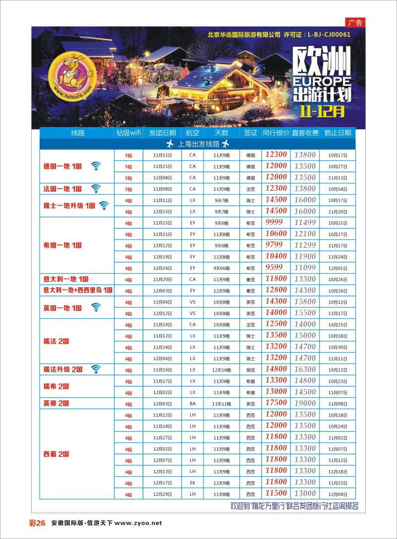 彩26 翔龙万里行 ｛02600｝ 欧洲专版