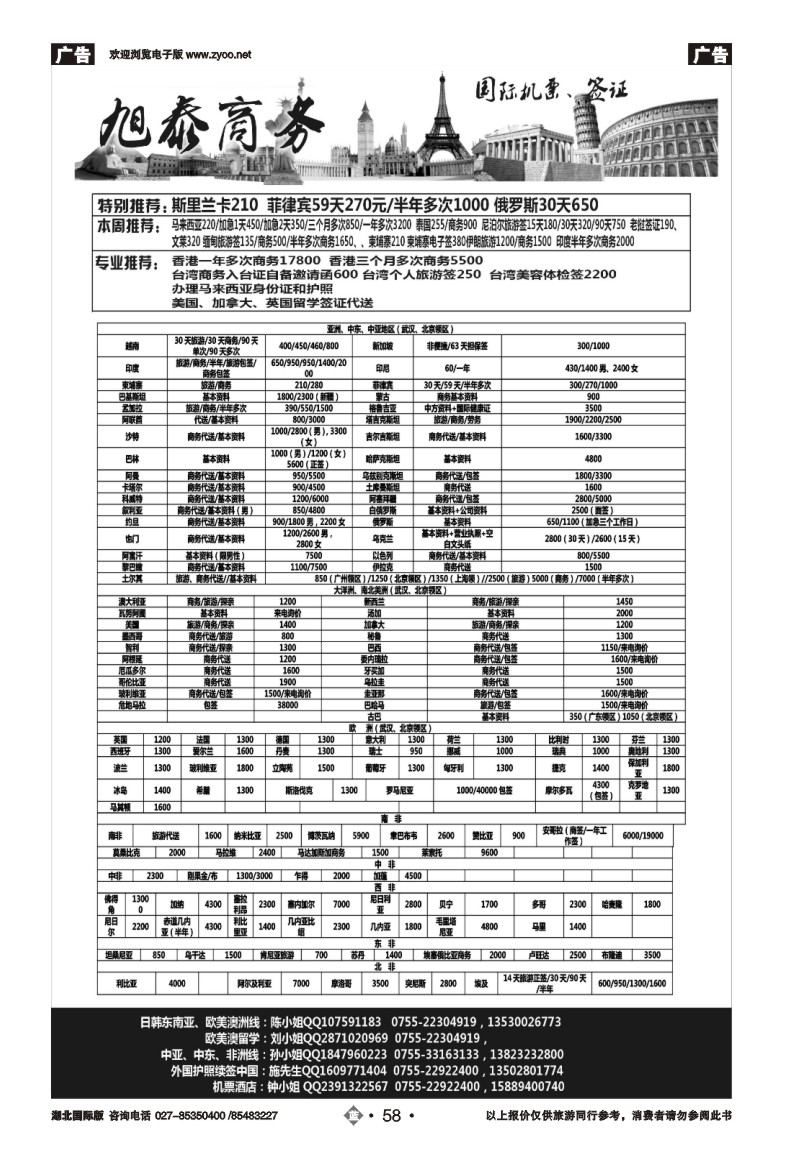 b058深圳旭泰商务—各国签证