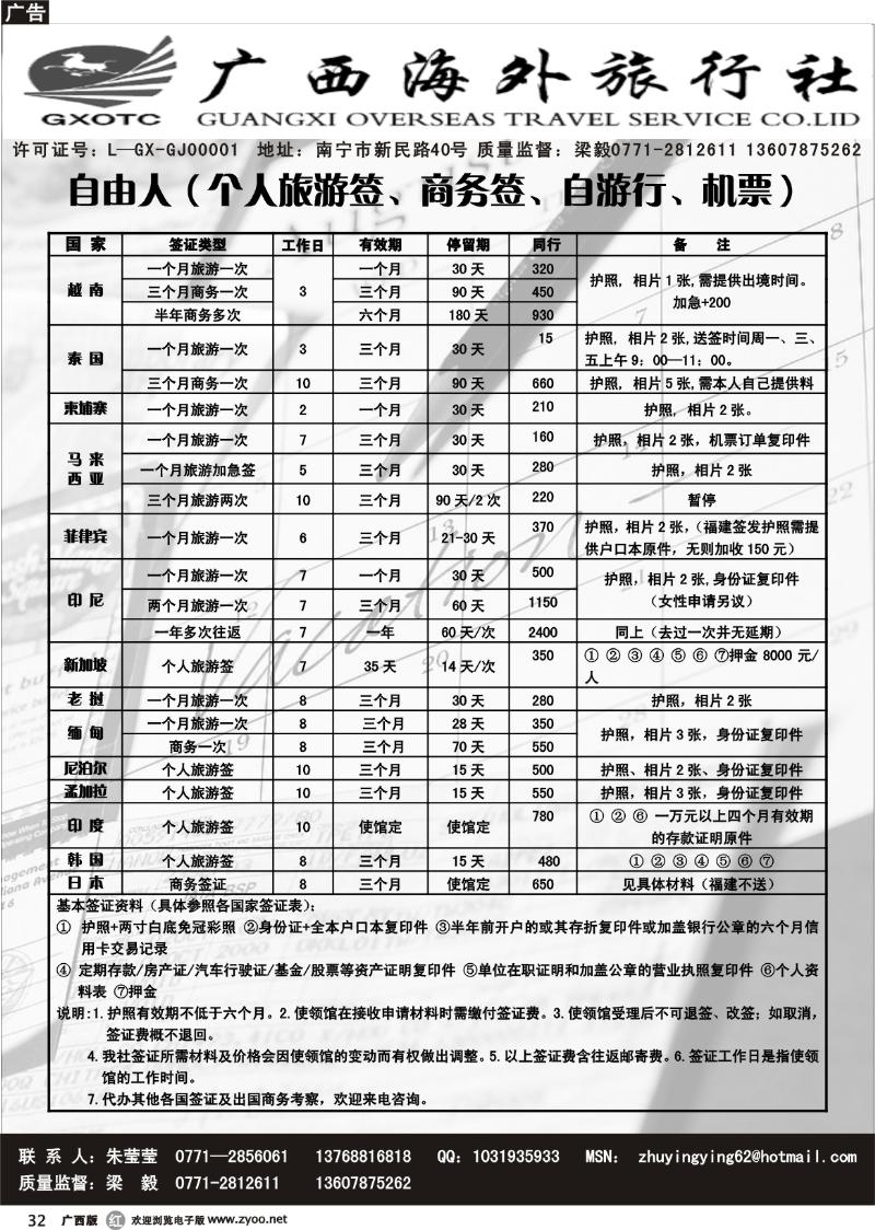 r32自由人（个人旅游签、商务签、自游行、机票）