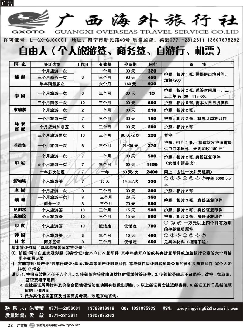 r28自由人（签证、自游行、机票）
