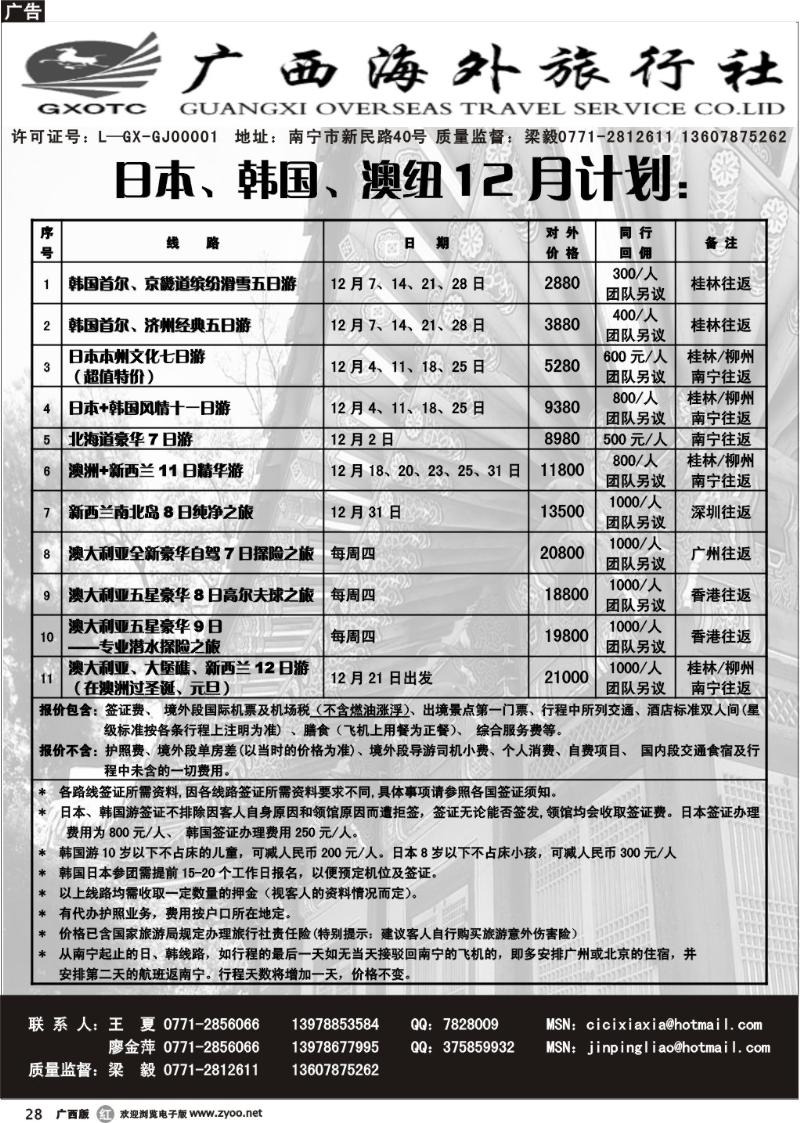 r28日本、韩国、澳纽12月计划