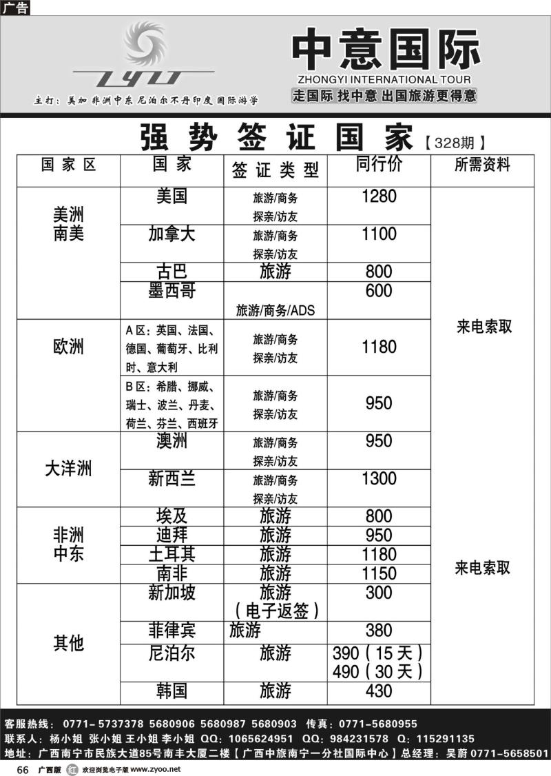 r66中意国际（广西）-强势签证国家报价