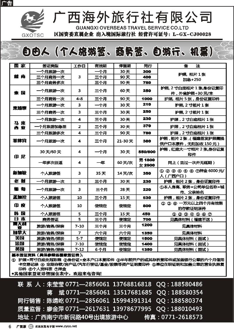 r06自由人（签证、自游行、机票）