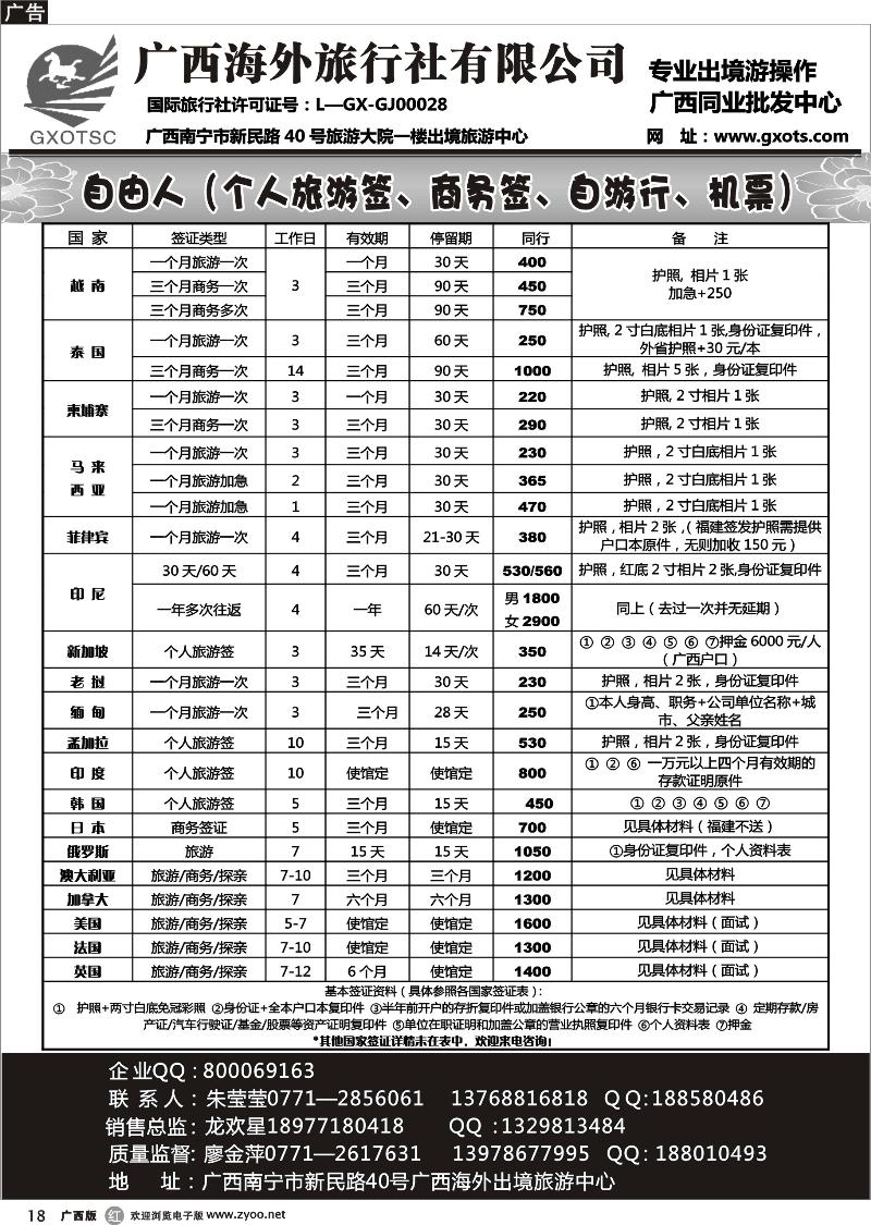 r18自由人（签证、自由行、机票）
