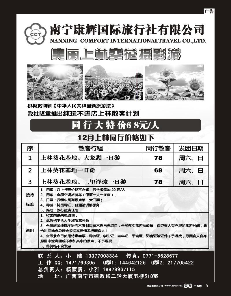 单彩天蓝r09广西康辉国旅—上林葵花摄影游