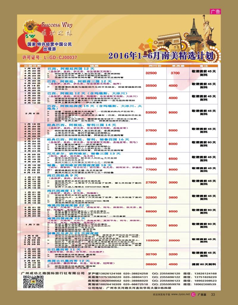 rr33广州成功之旅－－欧洲、美洲、南美计划