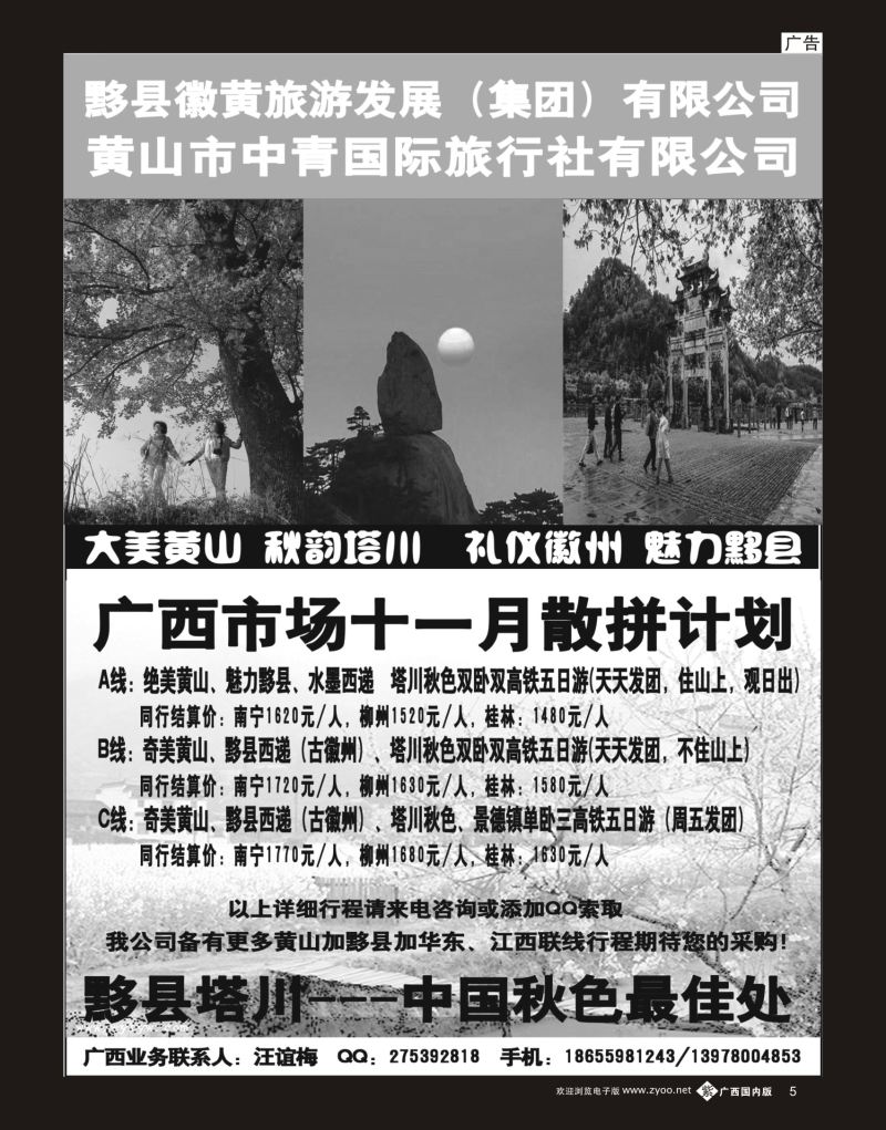 单彩紫b05黄山市中青国际旅行社有限公司