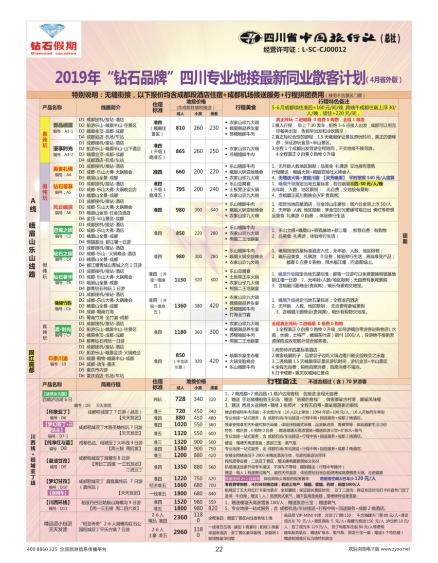 22    钻石假期—四川省中国旅行社（总社）峨眉山乐山金牌专线