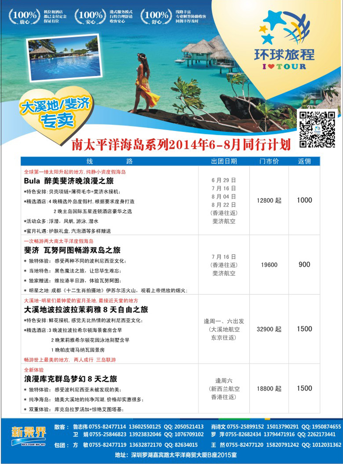彩122 新景界-环球旅程南太海岛大溪地、斐济计划 
