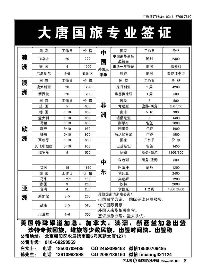 51 专业签证 