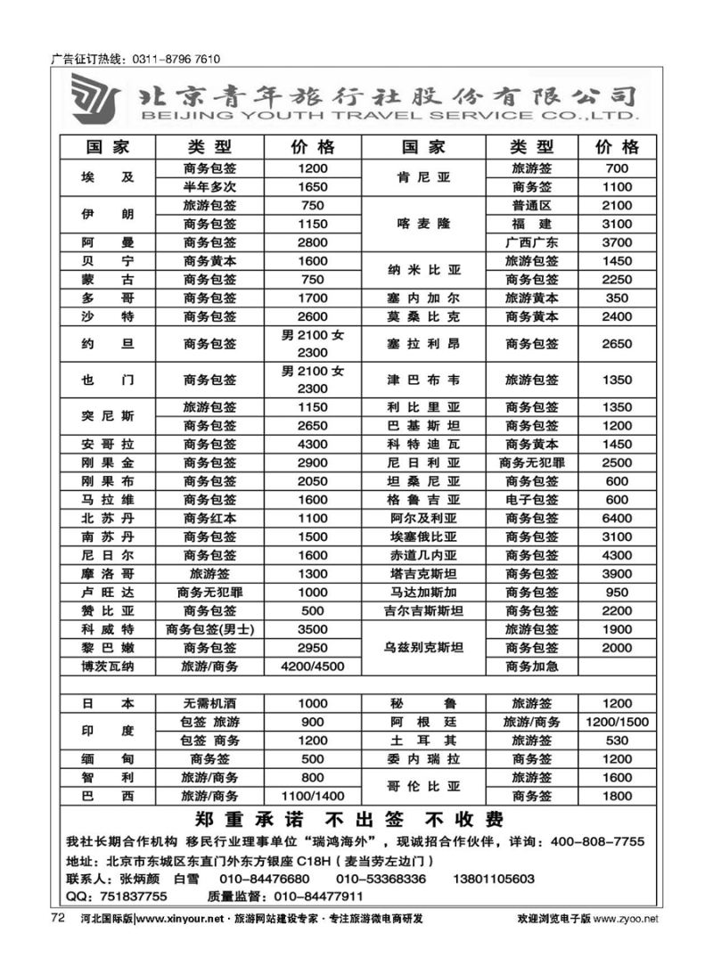 72 北青旅签证部 
