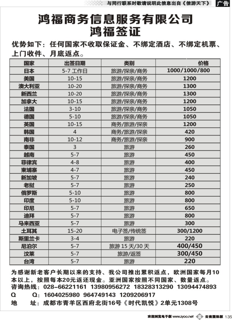 b135 鸿福签证