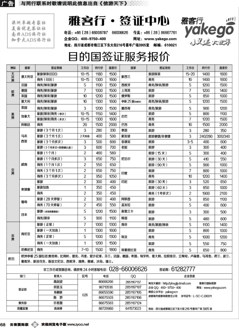 b068 雅客签证