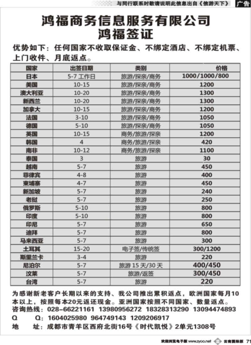 b071 鸿福签证