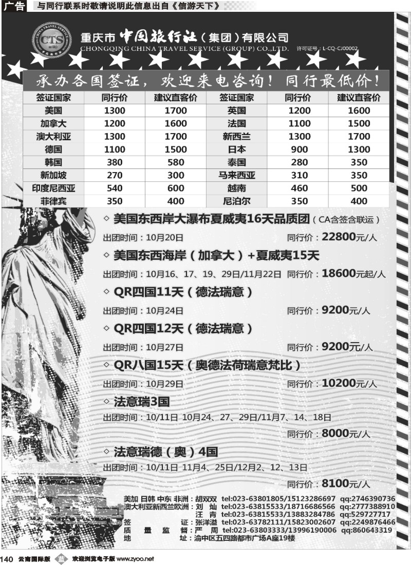 b140 中国旅行社-美国、欧洲、澳洲、日本、中东 