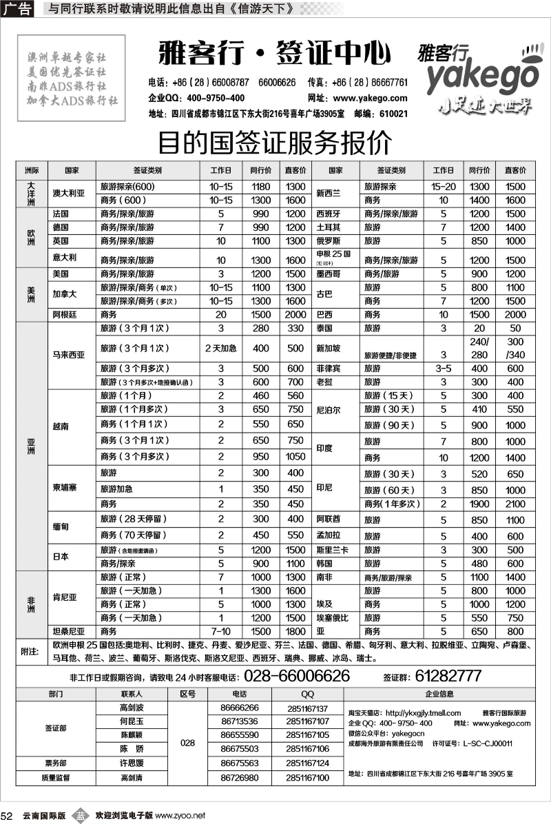 b052 雅客签证