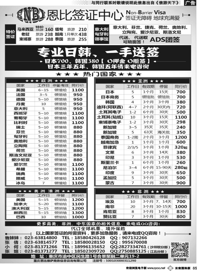 b085 恩比签证-欧洲、亚洲、美洲、澳洲、非洲 