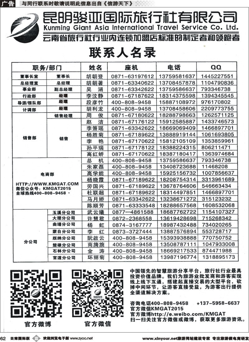 b062 昆明骏亚国旅-通讯录5 