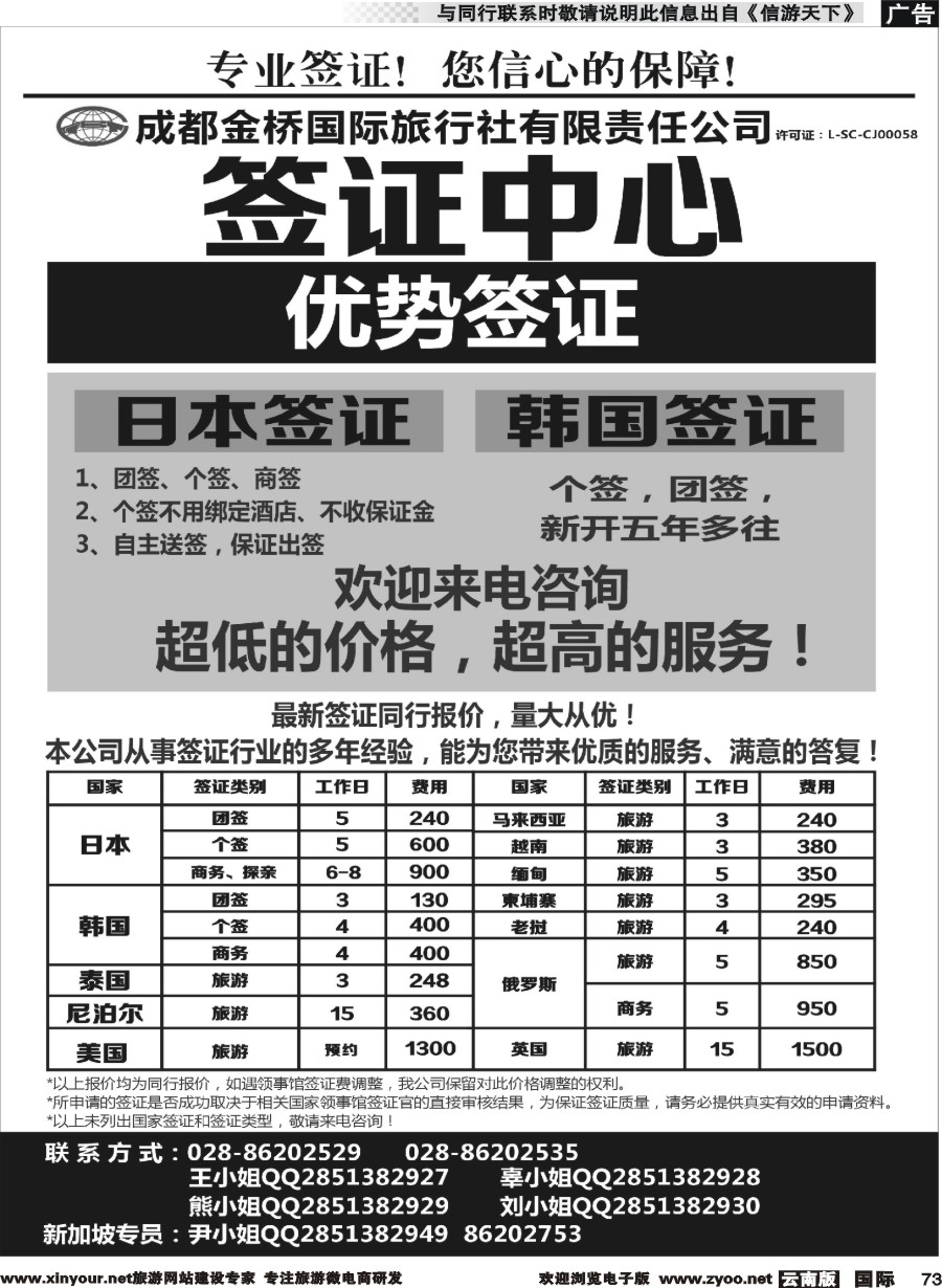 b073 金桥签证