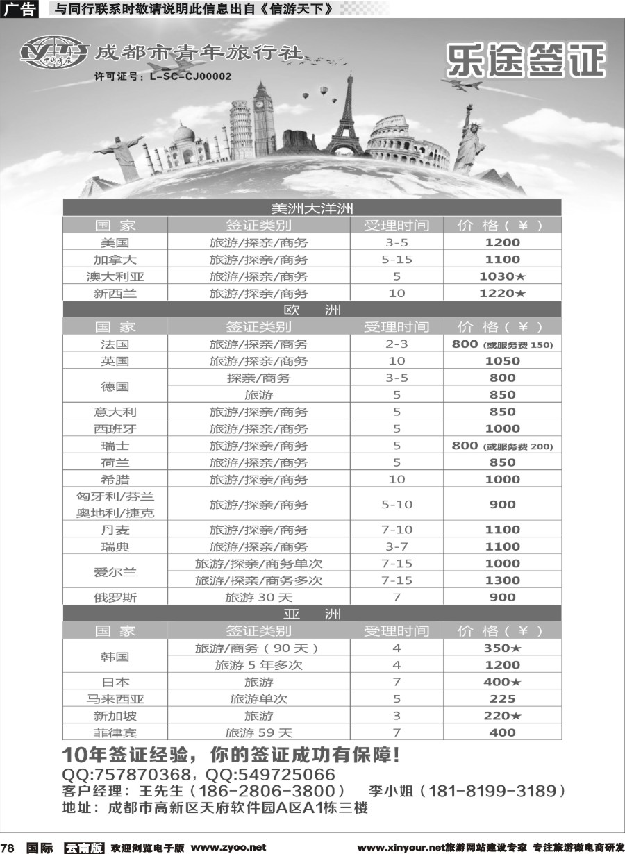 b078 成都市青年旅行社-乐途签证