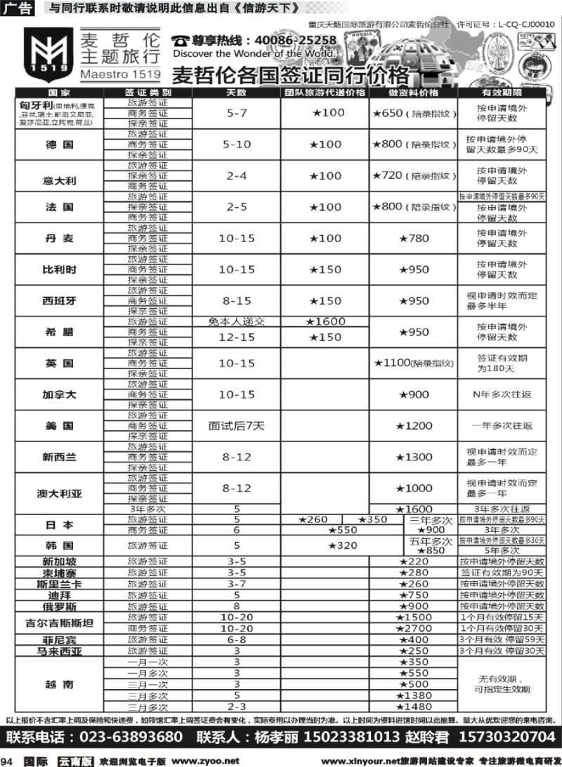 b094 麦哲伦主题旅行  欧洲 美加 东亚签证