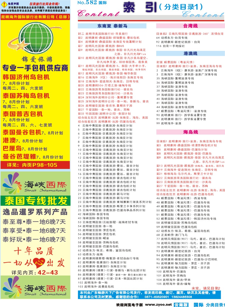 582期 云南国际版蓝版分类目录1