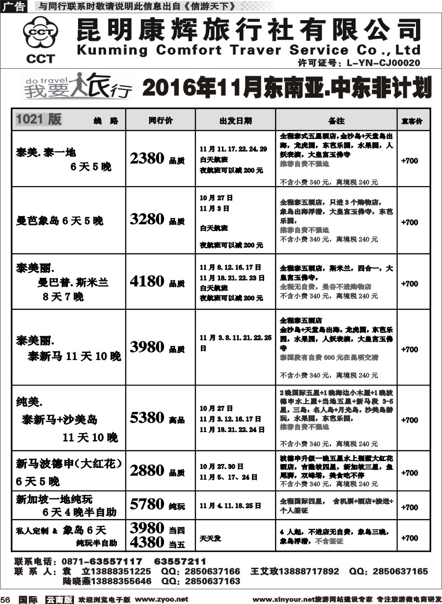 b056 昆明康辉-我要旅行-东南亚中东非计划2