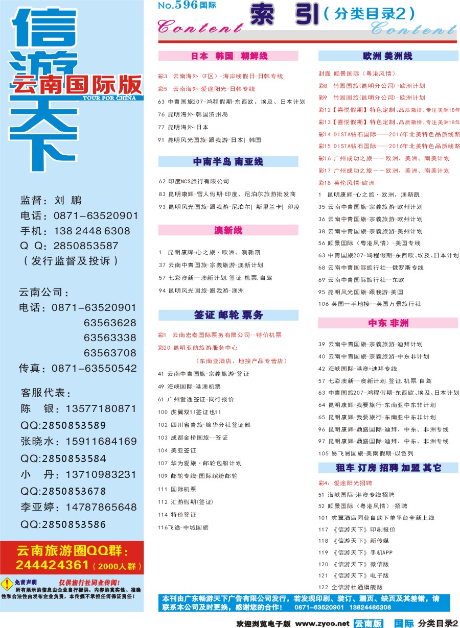 596期 云南国际版蓝版分类目录2