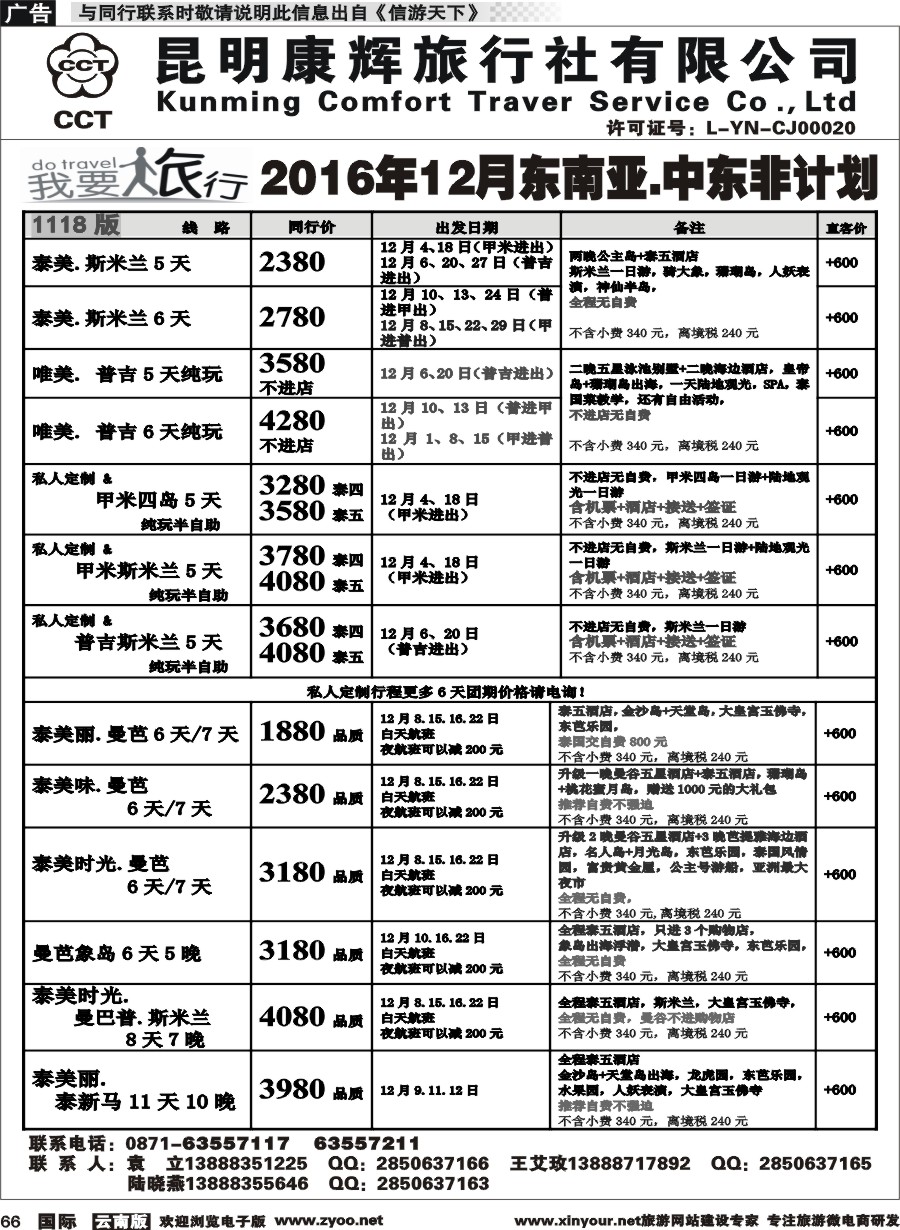 b066 昆明康辉-我要旅行-东南亚中东非计划1
