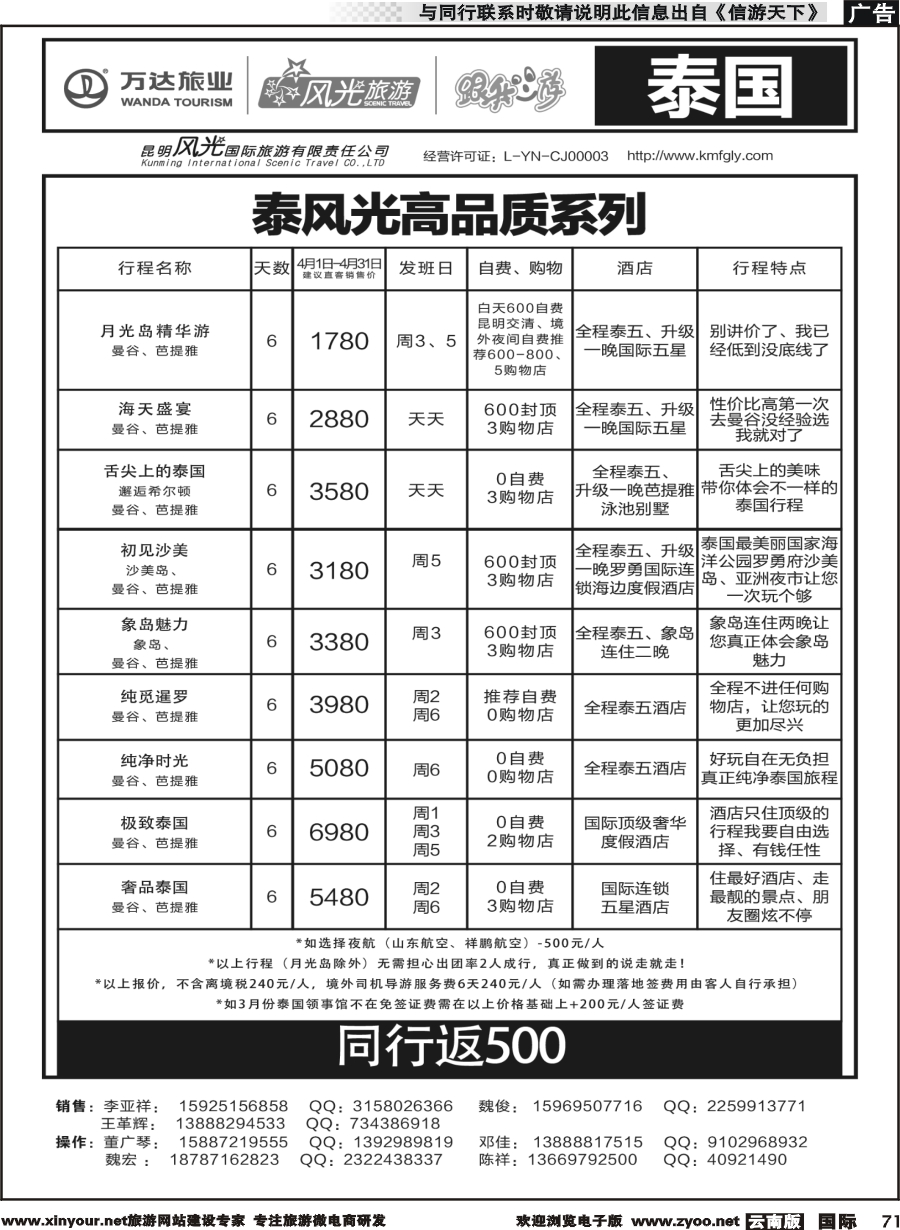 b071 昆明风光国旅-跟我游-泰国-曼芭