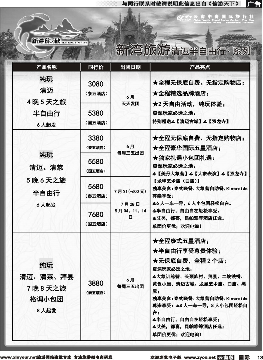 b013 云南中青国旅-新湾旅游-清迈高端小包团计划 