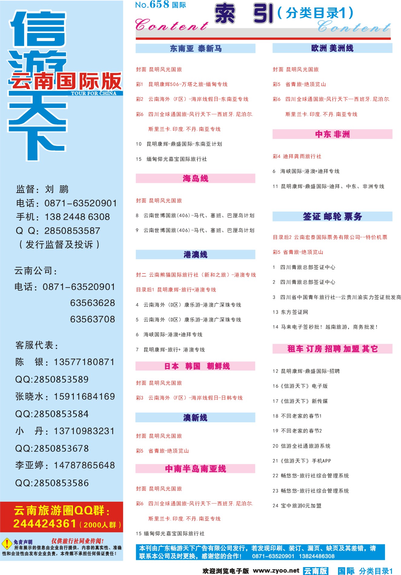 658期 云南国际版蓝版分类目录1P