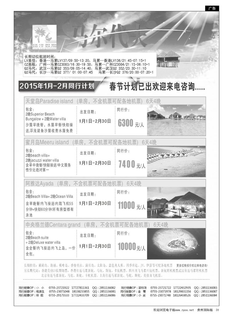 31  扬洋假期-马尔代夫专线最新计划