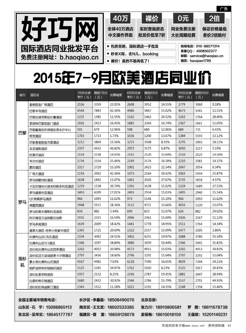 61  好巧网-国际酒店同业批发平台