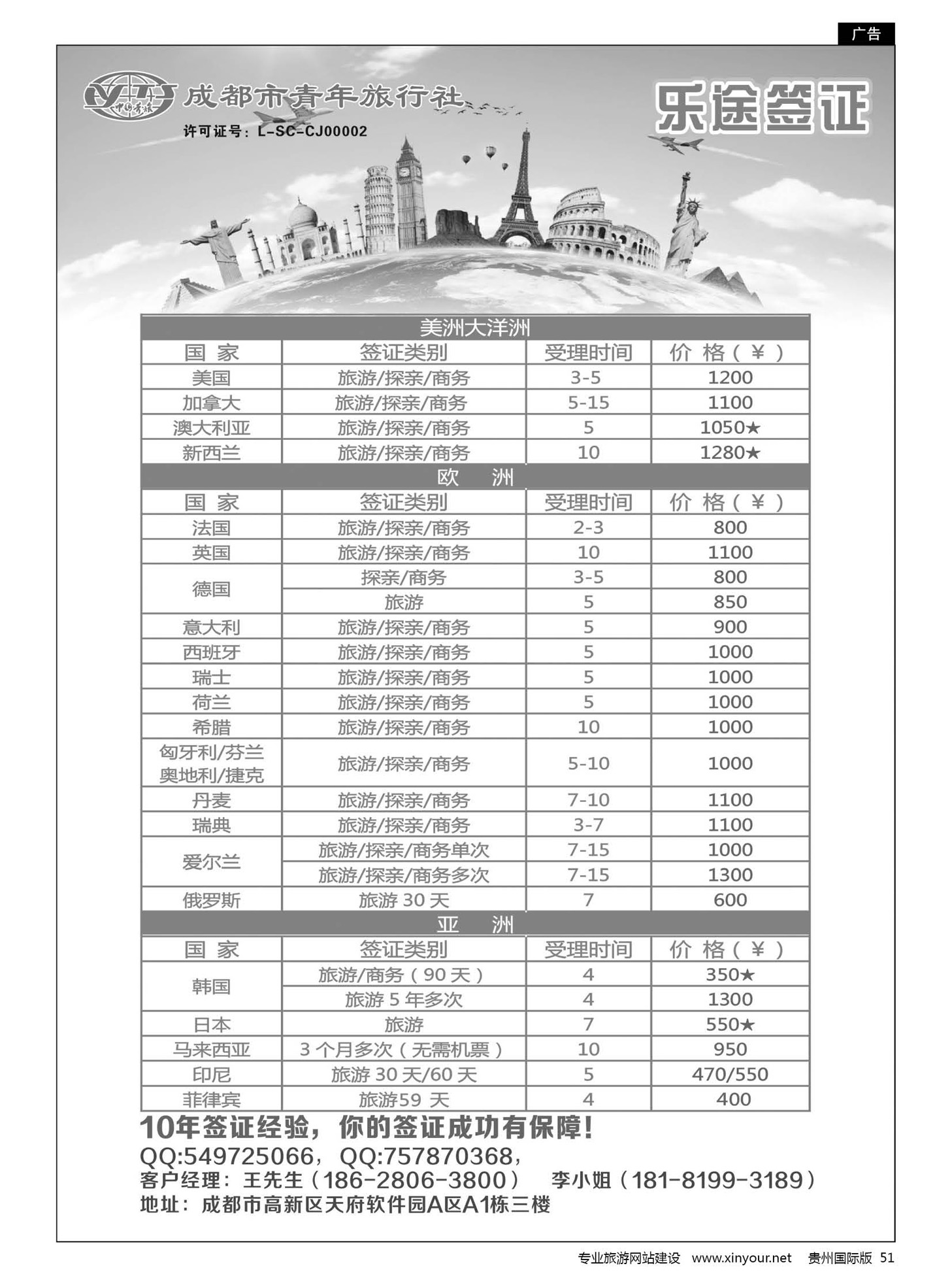 51  四川省成都市青年旅行社-乐途签证